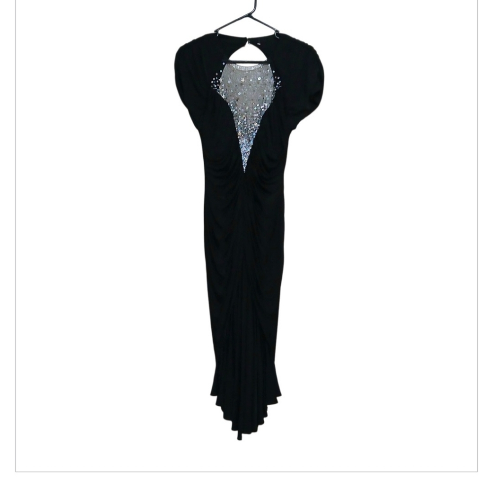 Casadei Vintage 1980s Black Silver Sequins Stars Sparkle Wiggle Dress